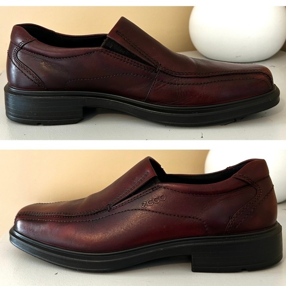 Ecco Helsinki Men’s Leather Slip On Dress Shoe Size EU41/US7.5 Oxblood/Brown - Picture 11 of 16